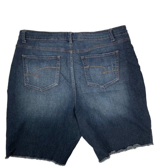 Time and Tru Rose Gold Button Fly Jean Shorts Plus Sz 20 High Rise Blue Stretch - Picture 12 of 12